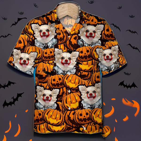 Skull Pumpkin Lantern Pet Cool Design - Aloha Hawaiian Shirts For Men - Shirt for Halloween Lover