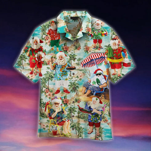 Amazing Santa Summer Vacation Christmas Design - Aloha Hawaiian Shirts For Men & Women