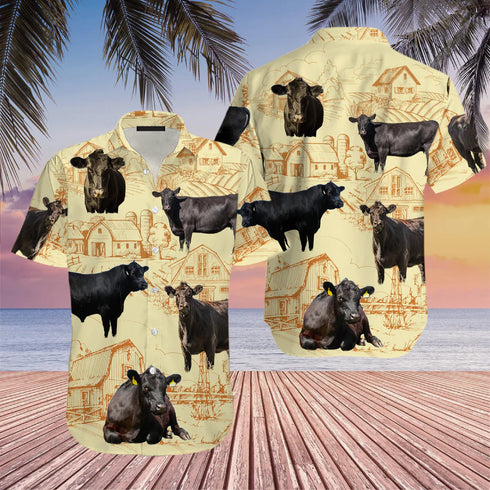 Black Angus Cattle For Farm Lovers Cool Design - Aloha Hawaiian Shirts For Men & Women