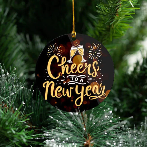 Cheers To A New Year Ceramic Ornaments - Christmas Decoration Gifts