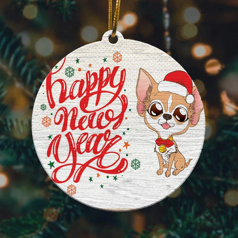 Cute Chihuahua Merry Christmas And Happy New Year Ceramic Ornament