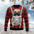 Funny Front Carrier Dog Pug Red Plaid Ugly Christmas Sweater For Women & Men - Christmas Gift