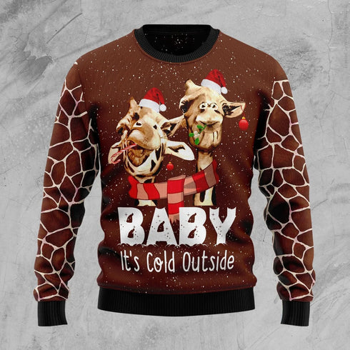 Baby It's Cold Outside Funny Giraffes Ugly Christmas Sweater For Women & Men - Christmas Gift