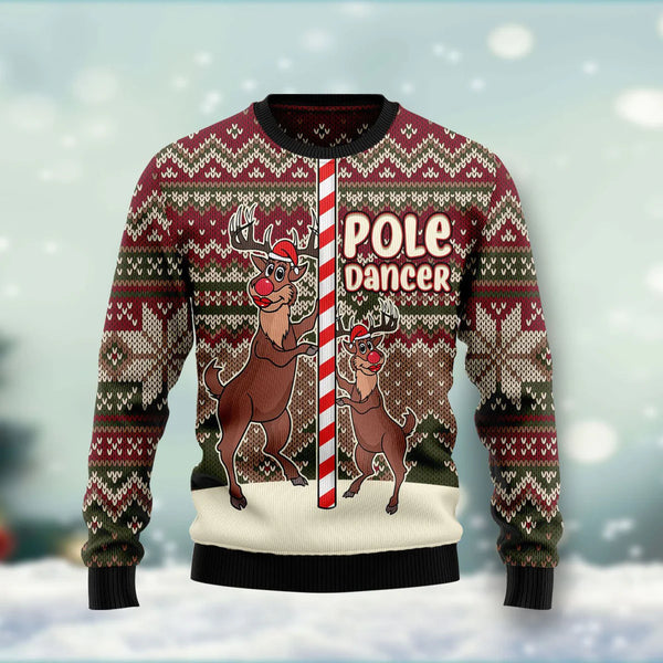 Pole Dancer Reindeer Funny Ugly Christmas Sweater For Women & Men - Christmas Gift