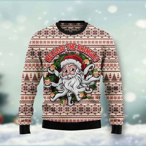 Santa Claus Release The Kringle Funny Ugly Christmas Sweater For Women & Men - Christmas Gift