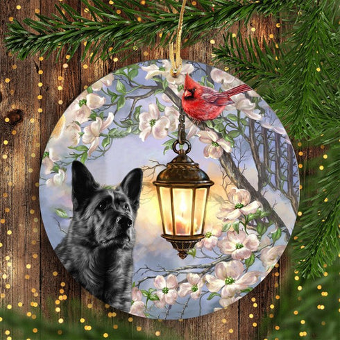 German Shepherd Black Dog Ceramic Ornaments For Dog Lovers - Christmas Decoration Gifts