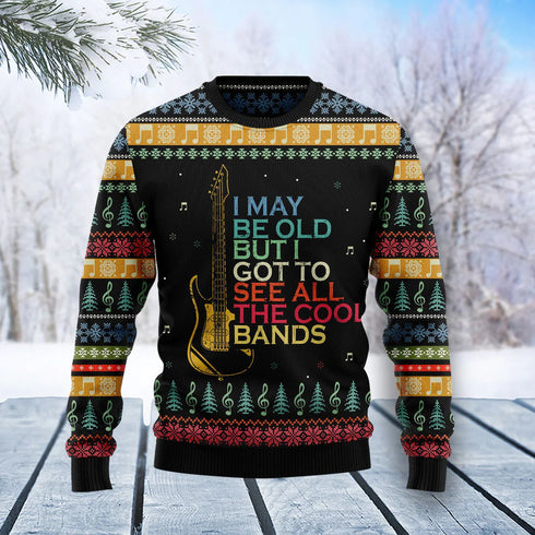 I May Be Old Funny Guitar Ugly Christmas Sweater For Women & Men - Christmas Gift