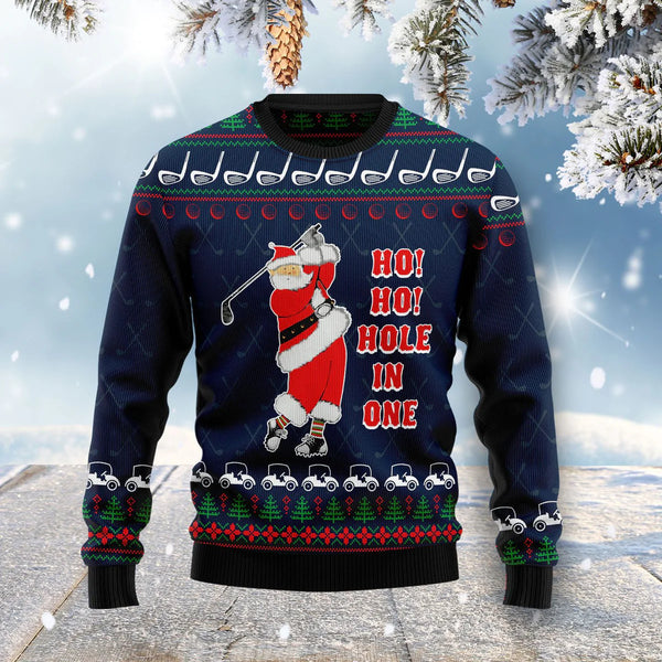 Ho Ho Hole In One Funny Santa Ugly Christmas Sweater For Women & Men - Christmas Gift