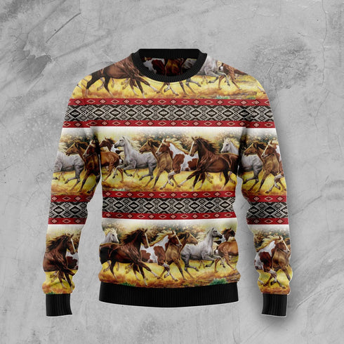 Horse Native American Ugly Christmas Sweater For Women & Men - Christmas Gift