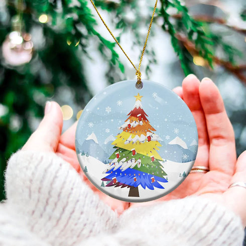 Christmas Tree Happy Holiday Ceramic Ornament