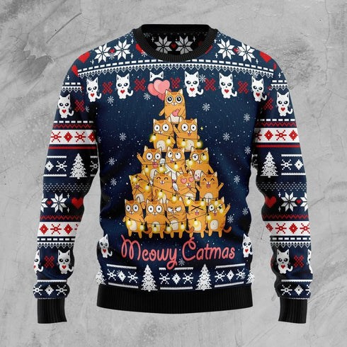Meowy Cat for Cat Lovers Ugly Christmas Sweater For Women & Men - Christmas Gift