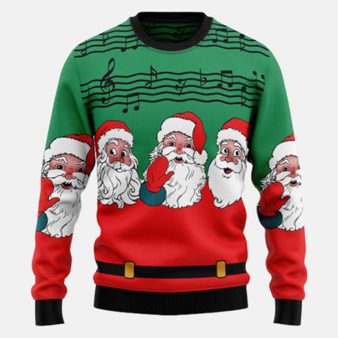 Funny Santa And Music Notes Ugly Christmas Sweater For Women & Men - Christmas Gift