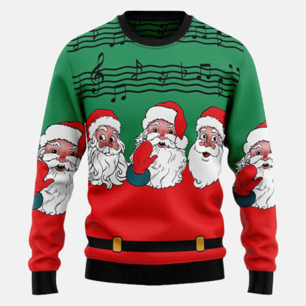Funny Santa And Music Notes Ugly Christmas Sweater For Women & Men - Christmas Gift