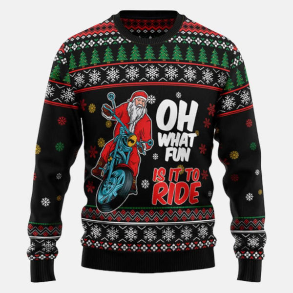 Santa Ride Motorbike Funny Ugly Christmas Sweater For Women & Men - Christmas Gift