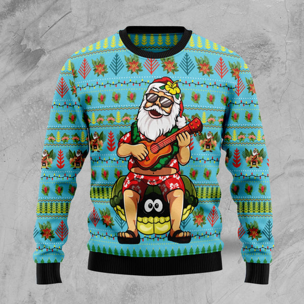 Santa Plays Ukulele Ugly Christmas Sweater For Women & Men - Christmas Gift