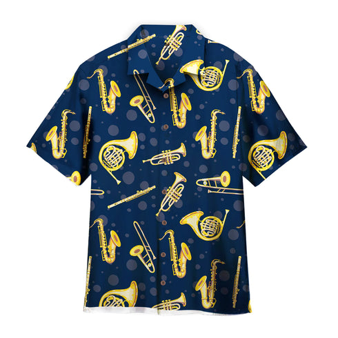 Saxophone Trumpet Flute French Horn Musical Instrument - Aloha Hawaiian Shirts For Men & Women