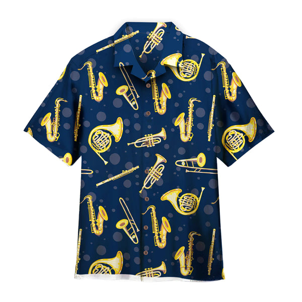 Saxophone Trumpet Flute French Horn Musical Instrument - Aloha Hawaiian Shirts For Men & Women