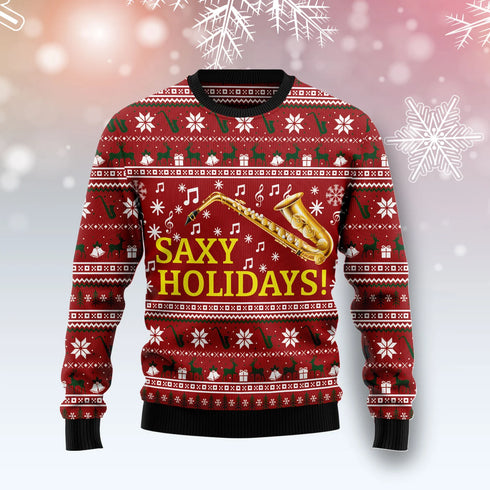 Saxy Holidays Saxophone Musical Instrument Ugly Christmas Sweater For Women & Men - Christmas Gift