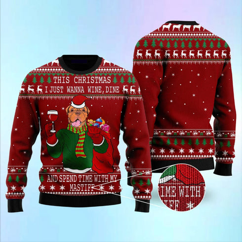 Spend Time With My Mastiff Dog Funny Ugly Christmas Sweater For Women & Men - Christmas Gift
