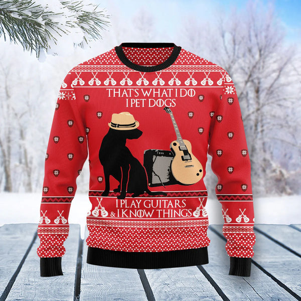 That's What I Do Guitar And Dog Funny Ugly Christmas Sweater For Women & Men - Christmas Gift
