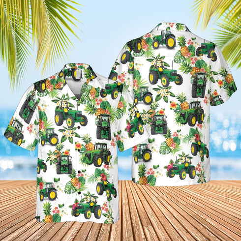 Tractor Floral for Farmer Lovers Cool Design - Aloha Hawaiian Shirts For Men & For Women Couples - HAW1022