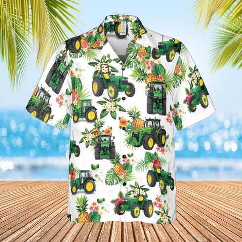 Tractor Floral for Farmer Lovers Cool Design - Aloha Hawaiian Shirts For Men & For Women Couples - HAW1022