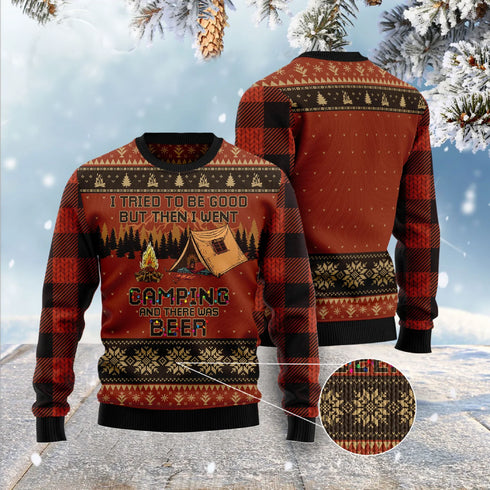I Tried To Be Good But Then I Went Camping Ugly Christmas Sweater For Women & Men - Christmas Gift