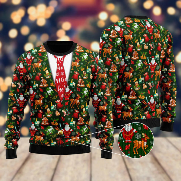 Funny Christmas Pattern Hohoho Ugly Christmas Sweater For Women & Men - Christmas Gift