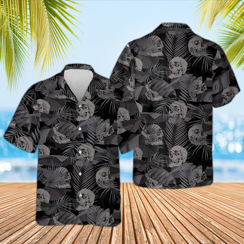 Gothic Skull Halloween Cool Design  - Aloha Hawaiian Shirts for Men & Women
