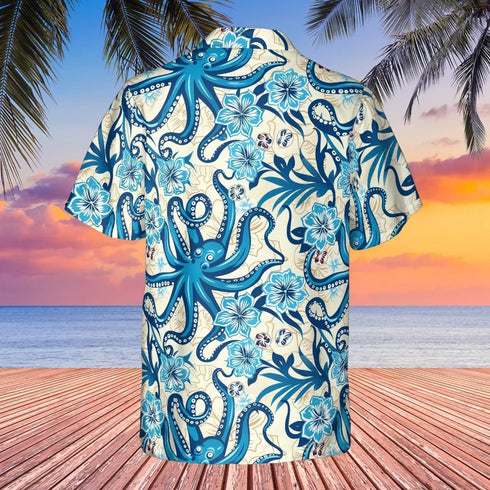 Octopus Blue Ocean Cool Design - Aloha Hawaiian Shirts For Men & For Women