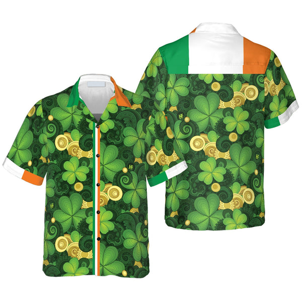 Shamrock And Gold Coins - Aloha Hawaiian Shirts For Men - St. Patrick's Day Gifts