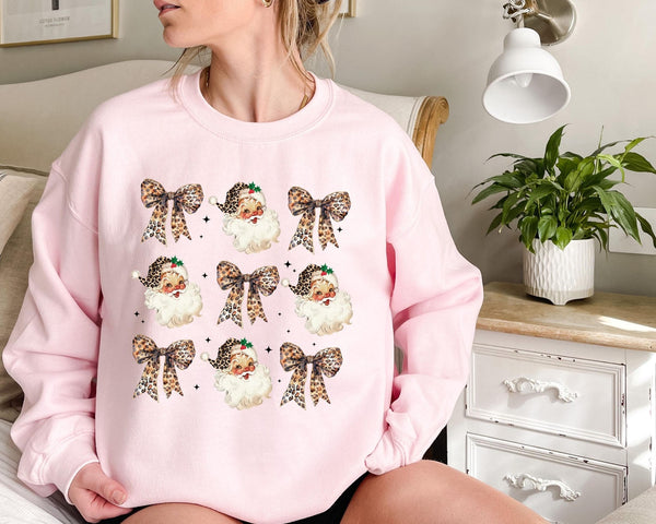 Cute Leopard Coquette Christmas Unisex Crewneck Sweatshirt