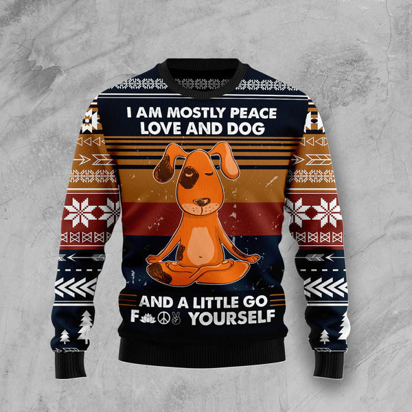 Peace Dog and Love Ugly Christmas Sweater For Women & Men - Valentine's Gift