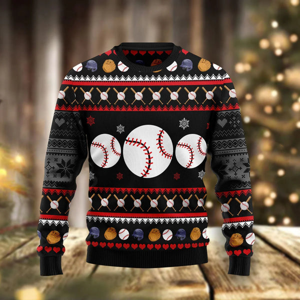 Baseball Swing Through Snow Funny Ugly Christmas Sweater For Women & Men - Christmas Gift