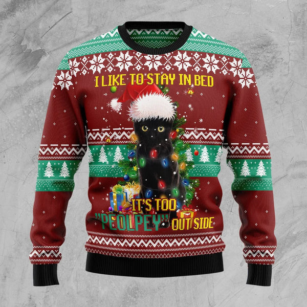 Black Cat With Lights Funny Ugly Christmas Sweater For Women & Men - Christmas Gift