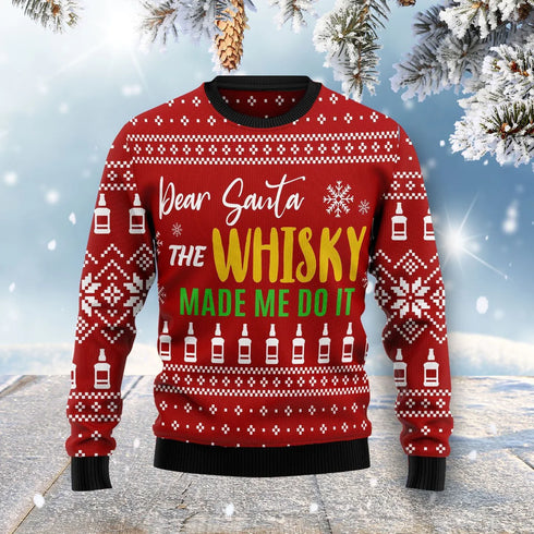 The Whiskey Made Me Do It Funny Ugly Christmas Sweater For Women & Men - Christmas Gift