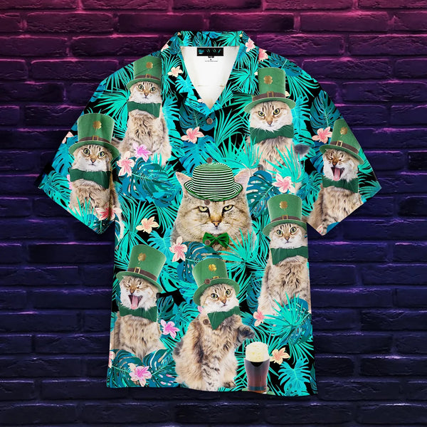 Funny Cat Happy St.Patrick's Day Cool Design - Aloha Hawaiian Shirts For Men & Women