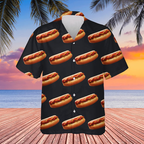 Funny Hot Dog Cool Design Aloha Hawaiian Shirts For Men