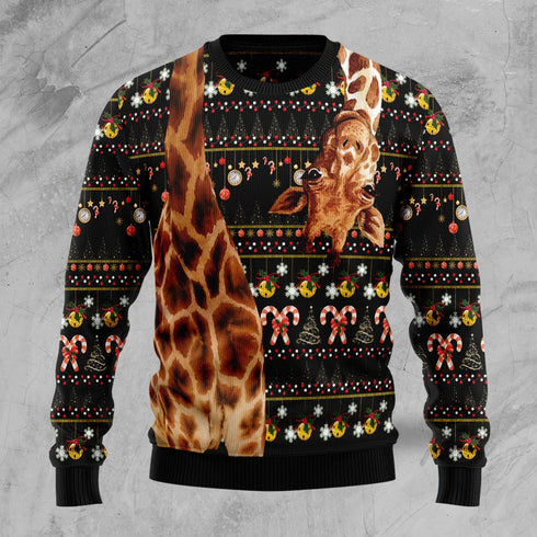 Giraffe Funny Face Ugly Christmas Sweater For Women & Men - Christmas Gift