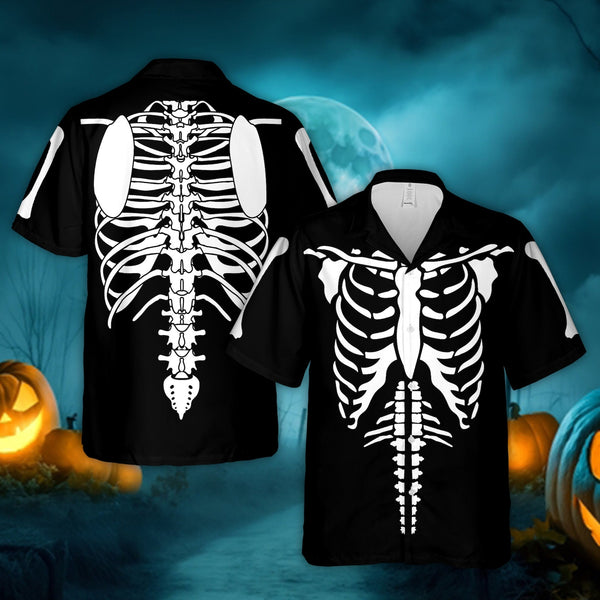 Halloween Scary Skeleton Rib Cage - Aloha Hawaiian Shirts for Men & Women