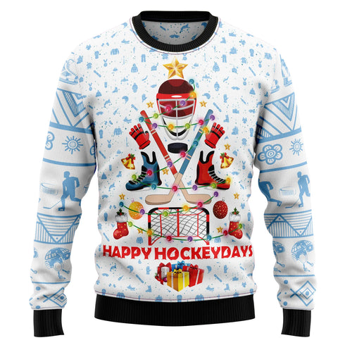 Happy Hockey Day Xmas Ugly Christmas Sweater For Women & Men - Christmas Gift