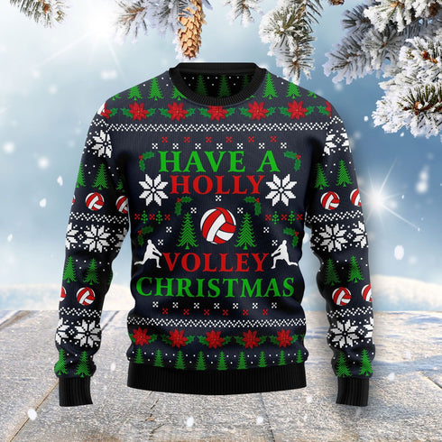 Holly Volley Volleyball Funny Christmas Sweater For Women & Men - Christmas Gift