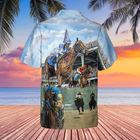 Kentucky Derby Horse Racing Cool Design - Aloha Hawaiian Shirts For Men & For Women Couples