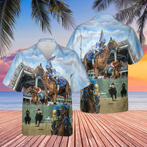 Kentucky Derby Horse Racing Cool Design - Aloha Hawaiian Shirts For Men & For Women Couples