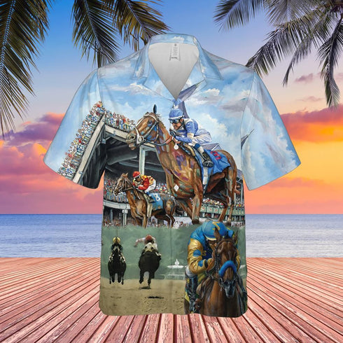 Kentucky Derby Horse Racing Cool Design - Aloha Hawaiian Shirts For Men & For Women Couples
