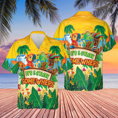 Parrot It’s 5 O’Clock Somewhere Cool Design - Aloha Hawaiian Shirts For Men & For Women