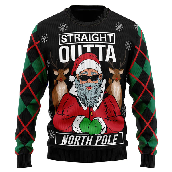 Santa Claus Straight Outta North Pole Funny Christmas Sweater For Women & Men - Christmas Gift