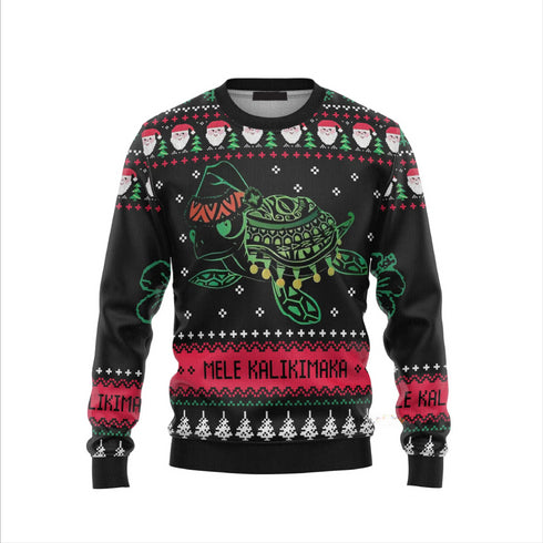 Turtle Santa Hat Funny Christmas Sweater For Women & Men - Christmas Gift