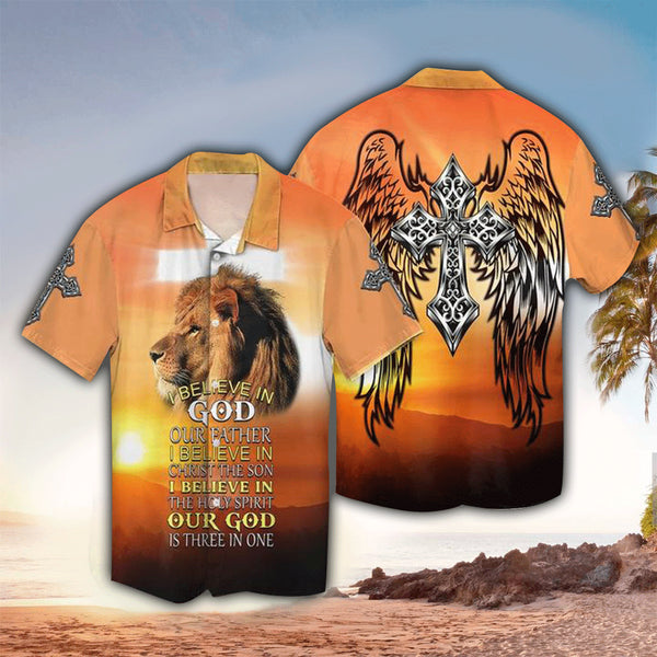 Christian Jesus And Lion Cool Design - Aloha Hawaiian Shirts For Men & For Women Couples - HAW1279