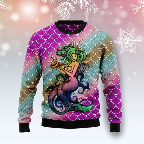 Mermaid Light Funny Ugly Christmas Sweater For Men & Women Adult - Christmas Gifts